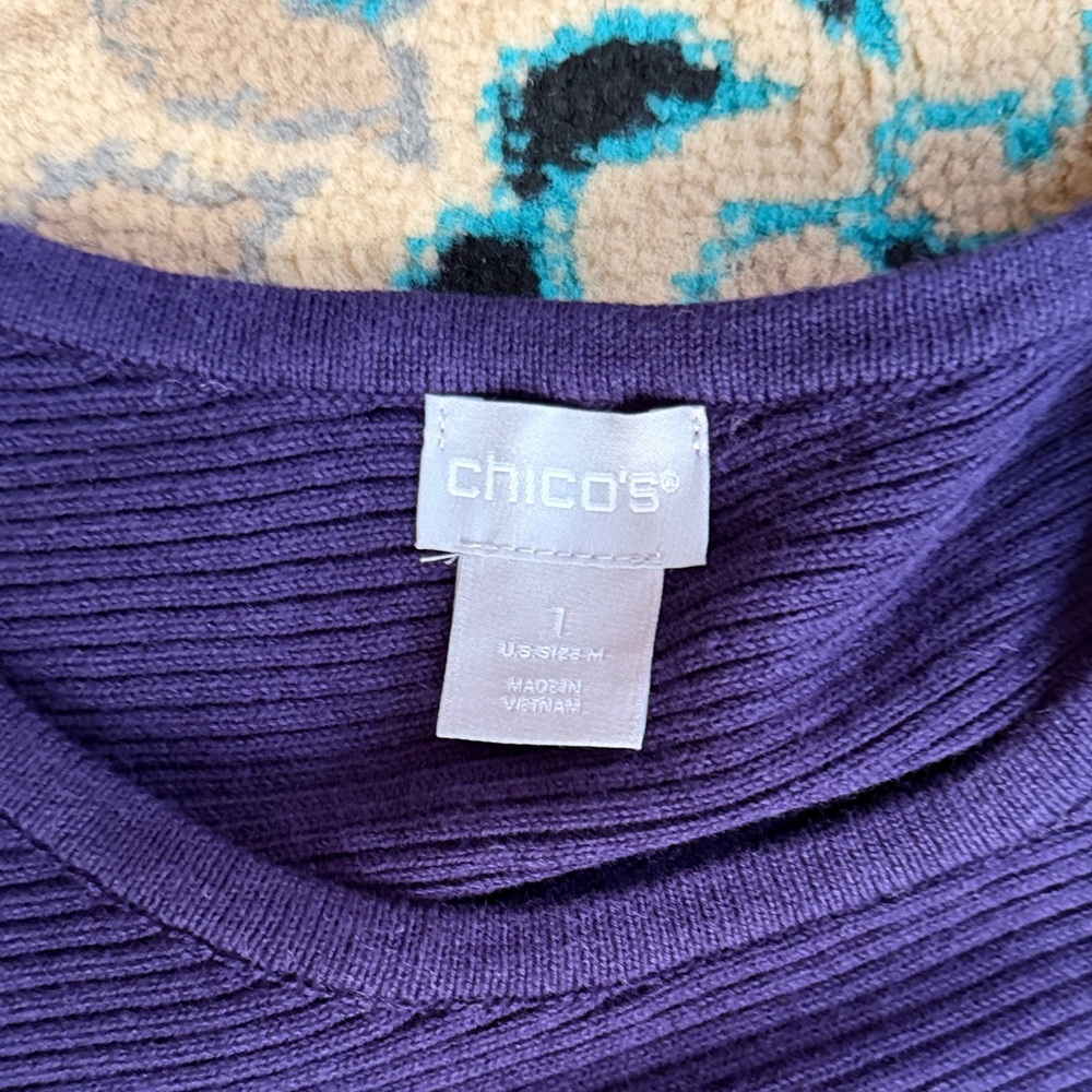 Chico's Deep Purple Ribbed Top - Picture 2 of 4